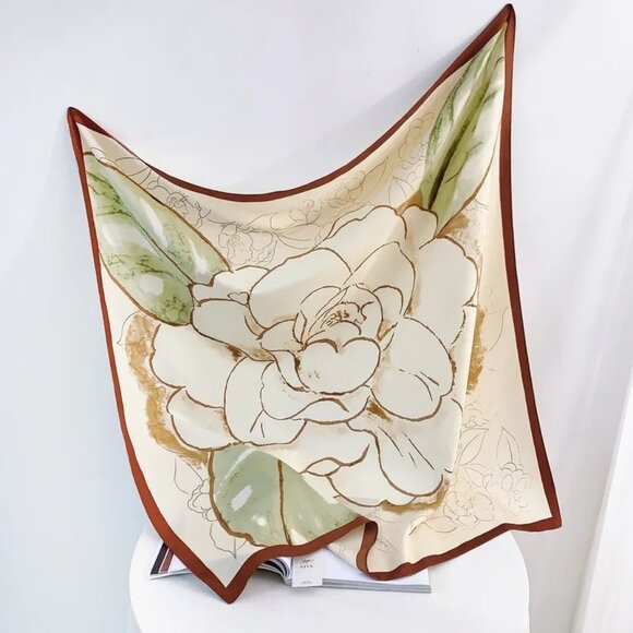 2/$30 NEW Multicolor Sweet Floral Off White Flower Printed Silky Fashion Scarf - Picture 1 of 12